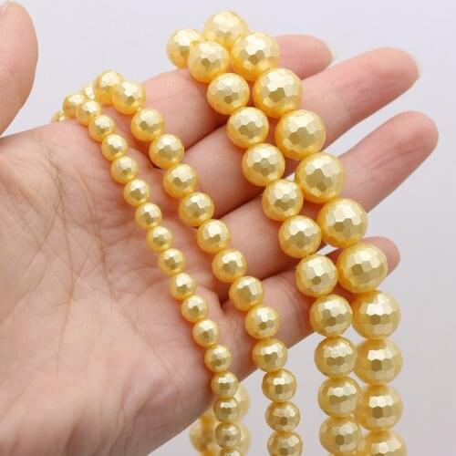 New Style Section Shell Bead Yellow Round Loose Beads Charms For Jewelry Making DIY Necklace Bracelet Earrings Ring Accessory