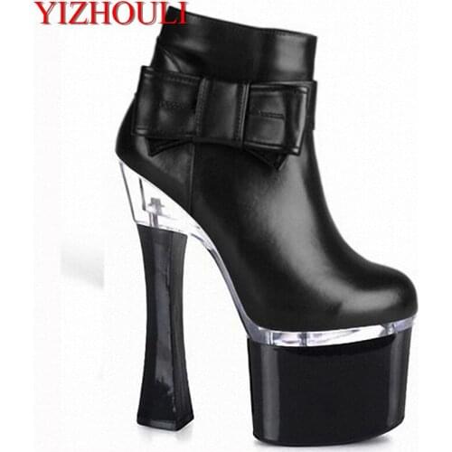 In 2018, a brand new style bow is decorated with 18 cm womens fashion banquet boots, which are designed for womens shoes