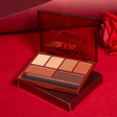 Eyeshadow Glitter Palette 6 Colors Earth Color Pumpkin Shimmer Color Small Pan Portable Matte Metallic Daily Makeup TSLM1