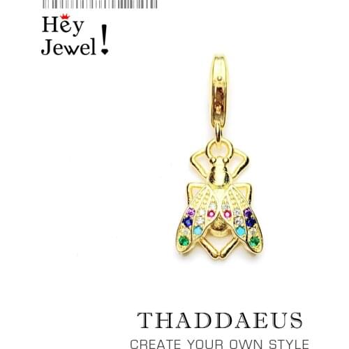 Crazy-coloured Stone Pendant Fly Charm in a Good Mood 925 Sterling Silver Fit Necklaces Bracelet For Christmas Gift DropShipping