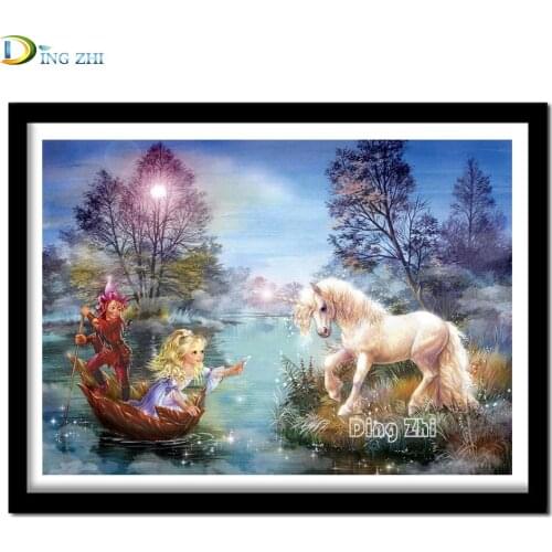 Full Round Square Drill Diamond Painting Cartoon Princess Unicorn Embroidery Mosaic Animal Landscape Home Decor Handmade Gifts