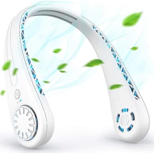 Portable Neck Fan Bladeless Cooling Personal Hands Free Around the Neck Fan with 3 Speeds and USB Rechargeable White