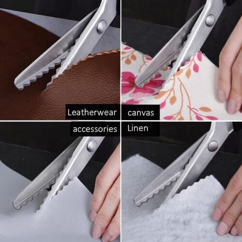 Professional Stainless Steel Pinking Shears Handled Dressmaking Sewing Craft Scissors Zig Zag Fabric Decorative Edge Tool 23.5cm