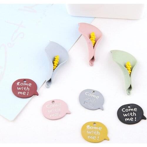 Colorful Rubber Enamel Alloy Charms 3D Flower DIY Earring Pendants 10pcs Kawaii Oil Drop Bracelet Necklace Garment DIY