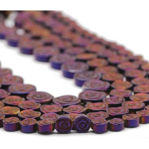 Rose Flower Shape Purple Hematite Natural Stone Charm Spacers Loose Beads For Jewelry Making DIY Bracelets Accessories 6/8/10MM