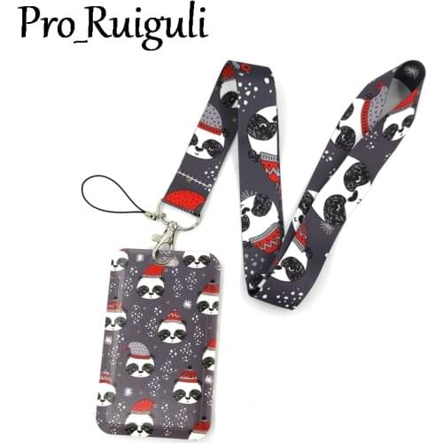 Christmas Snowman Panda Anime Lanyard Badge Holder ID Card Lanyards Mobile Phone Rope Key Lanyard Neck Straps Keychain Key Ring