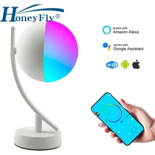 HoneyFly RGB LED Table Lamp 7W Dimmable Smart Voice Control WiFi APP Remote Desk Light Nightlight For Google Home Alex