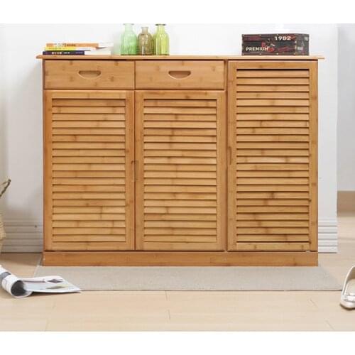 Solid wood shoe cabinet bamboo shoe rack simple multi-layer shoe cabinet simple modern living room home storage shoe cabinet