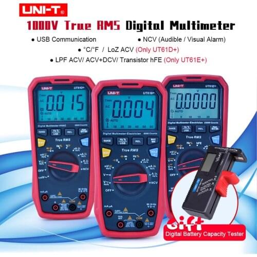 UNI-T UT61E+/UT61D+/UT61B+ 1000V Digital Display Multimeter NCV hFE Auto Range Voltage Current High Precision Tester USB