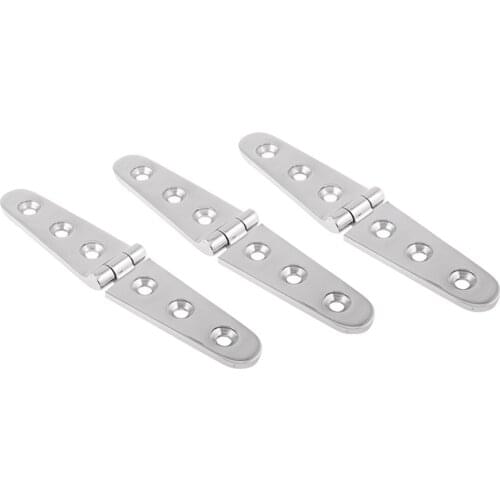 Pack of 3 Heavy Duty Stainless Steel Cast Boat / Marine Strap Hinge 6 x 1 inch