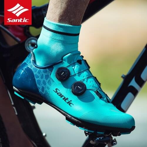 Santic Cycling Shoes Ultralight Carbon Fiber MTB Bike Shoes Breathable Anti-slip Mountain Bicycle Self-locking Shoes