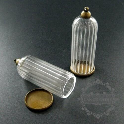 20x50mm vintage style antiqued bronze cover glass tube vial bottle dome pendant charm DIY jewelry findings supplies 1800187