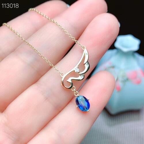 High Pure Quality Natural and Real Sapphire Necklace Pendant Free shipping 925 Sterling Silver Jewellery