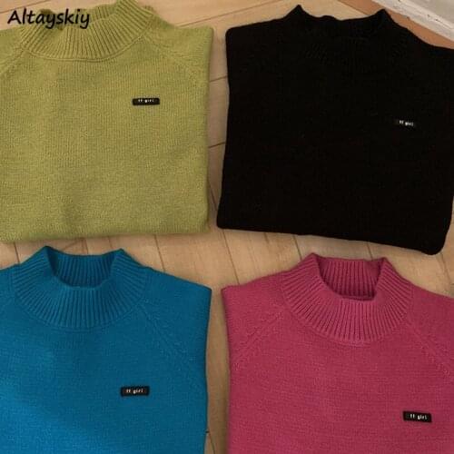 Sweaters Women 2020 Autumn Pullovers Knitted Elasticity Casual Stylish Slim Turtleneck Warm Female Cropped New Ladies Clothing