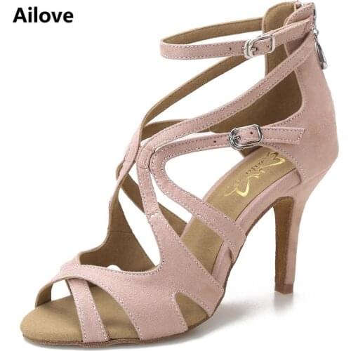 Ailove Ballroom Salsa Latin Swing Dance Shoes Women Wedding Party Sandals Rubber Sole and Suede Sole Available Heels ALS005