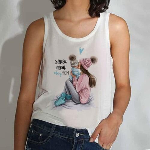 2021 New Casual Super Mom Life Kawaii Cartoon Print Graphic Summer Women Tank Tops Sleeveless Crop Top Fashion Street Clothes