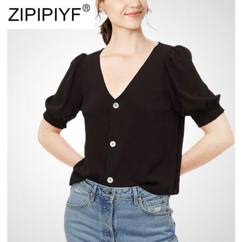 ZIPIPIYF Womens Black Shirts