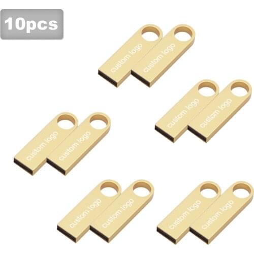 10pcs/lot Memory Card Simple Metal USB Flash Pen Drive USB 2.0 4gb 8gb 16gb 32gb 64gb Customize Logo Wedding Gifts USB Key