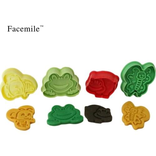 4 pcs/set Insect Frog Bees Fondant Cake Decorating Tools Plunger Cutter Cookie Cake Cutter Plastic Baking Mold Embossing Tool