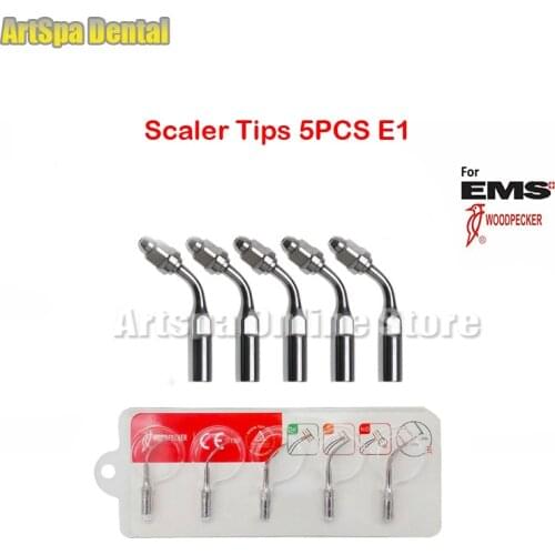 5 PCS E1 Dental Ultrasonic Scaler Scaling Endo Tips Fit EMS Handpiece