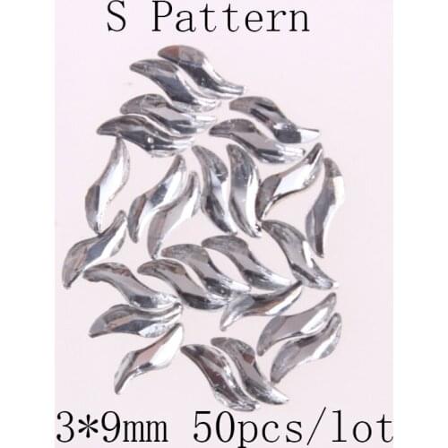 50pcs 3*9mm DIY S-Shape Craystal Flatback RhinestoneTrim Hotfix Applicator Rhinestone Applique Bulk Rhinestones For Dress