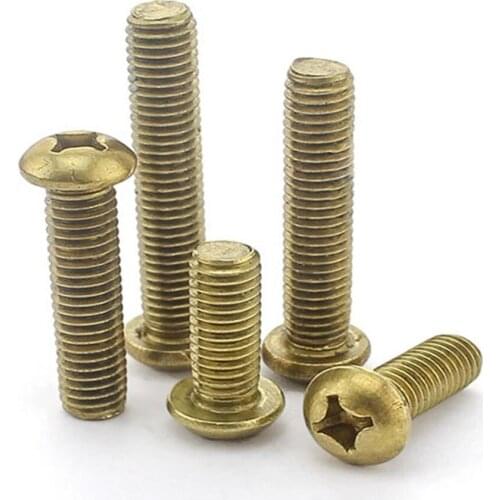 50pcs M2.5 Phillips Copper Screw Round Pan Head Brass Screw Cross Recessed Copper Bolt M2.5*4/5/6/8/10/12/16mm