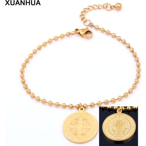 XUANHUA Wholesale Beads Bracelet Stainless Steel Round Card Charm Bracelet For Women Best Friend Bracelet Fashion Jewellery 2019