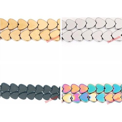 6 8 10mm Love Heart Gold Black Hematite Loose Spacer Beads for Jewelry Making Natural Stone Bead Diy Necklace Bracelet