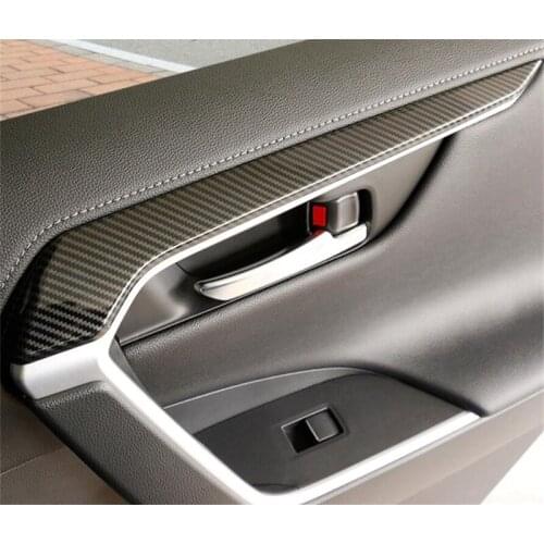 Auto Inner Door Armrest Decoration Strip Cover Trims For TOYOTA RAV4 RAV 4 2019 2020 Car-Styling Mouldings Accssories 4pcs/set