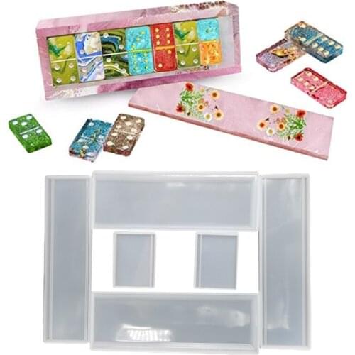 Domino Storage Box Epoxy Resin Mold Jewelry Container Organizer Silicone Mould Q0KE