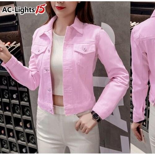Jeans Jacket and Coats for Women Candy Color loose casual Short Denim Jacket Chaqueta Mujer red pink Casaco Jaqueta women jacket