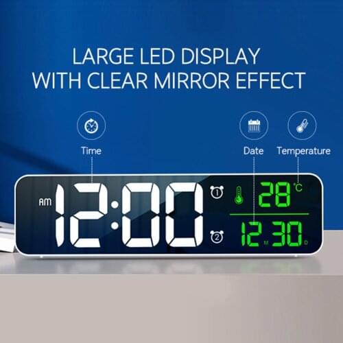 Electronic Alarm Clock Large Screen LED Digital Morning Music Clock USB Rechargeable Clocks Snooze Timer for Home Bedroom