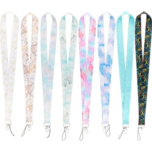 ER989 Fashion Bohemian Style Marbling Painting Art Key Chain Lanyard Neck Strap For Phone Keys USB ID Card Creative Lanyards