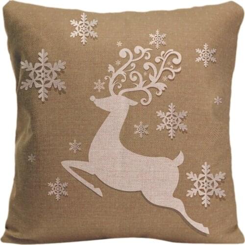 Cotton Linen Christmas Deer And Snowflake Throw Pillow Case Decorative Cushion Cover Pillowcase Customize Gift By Lvsure For Car
