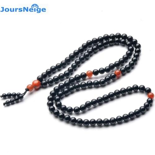 JoursNeige Natural Black Tourmalin Stone Crystal Round Beads for Women men Buddha Bracelet Necklace Jewelry Accessories