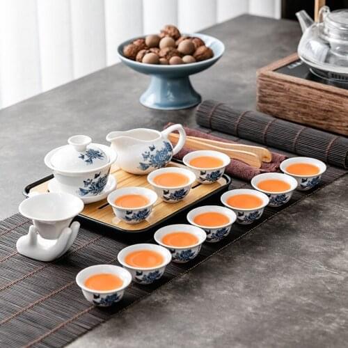 Ceramic Travel Tea Set Vintage Portable Chinese TeaPot Cup Bowl Tea Set Porcelain Kitchen Dining Bar Tazas De Te Teaware DG50CJ