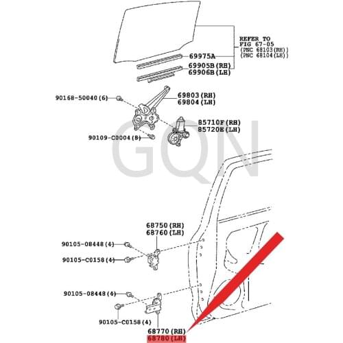 Left rear door lower hinge assembly 2008-Toy ota YAR ISV IOS COR OLL APR IUS HIG HLA ND ER left rear door lower door hinge