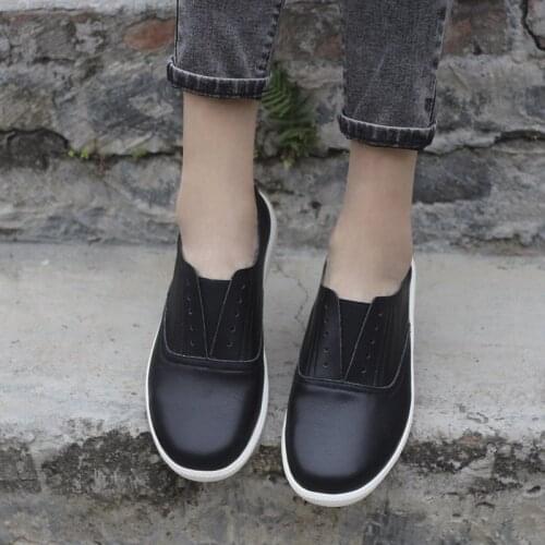 Womens Loafers Slip-on Shoes Black&White Womens Ballet Flats Barefoot Shoes 2021 Summer Woman Flats Genuine Leather Shoes
