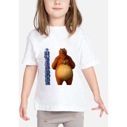 Girls Boys Cute Kids Clothes T-shirt For Girl Baby T Shirt Tops Cartoon Vogue Lemmings Sunlight Grizzy Bear Animal Print Tshirt