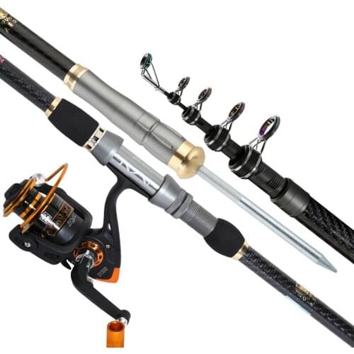 Carbon Fiber Super Hard Fishing Rod Set with Reel Ultra Light Stream Seapole Pesca Carp Rock Throwing Power Hand Rod 2.1-3.6m