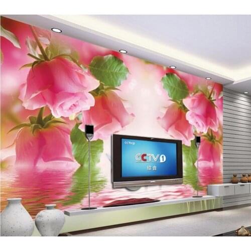 3d wallpaper custom mural photo Romantic swan pink roses painting 3d wall murals wallpaper for walls 3 d living room home decor