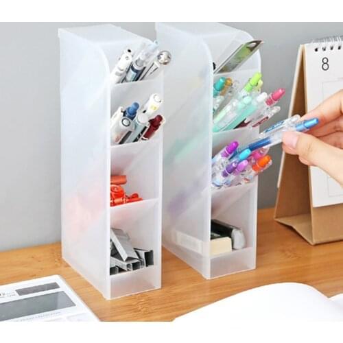 4 Grid Desktop Pen Holder Pencil Makeup Brush Cosmetic Storage Organizer Box Storage Container Large Capacity Home OfficeStorage