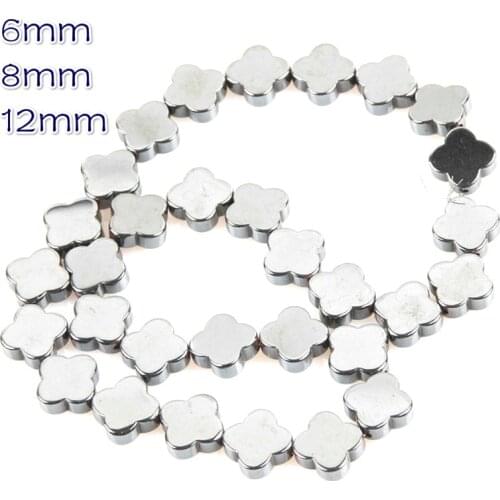 Natural Stone Hematite Loose Beads Black Four-leaf Clover Shaped Beads Used in jewelry making DIY bracelet necklace accessories