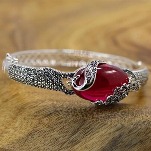 2018 New Armbanden Voor Vrouwen Product S925 Pure Ethnic Jewelry Wholesale Only Beautiful Lady Wind Corundum Peacock Bracelet
