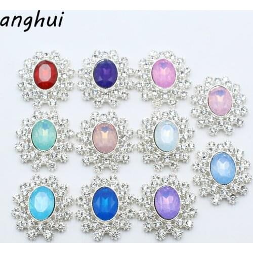 New 10Pcs/Lot Gorgeous Cabochon Rhinestone Button, Retro Metal Alloy 11 Colors Decorative Flower DIY Jewelry Craft Decoration
