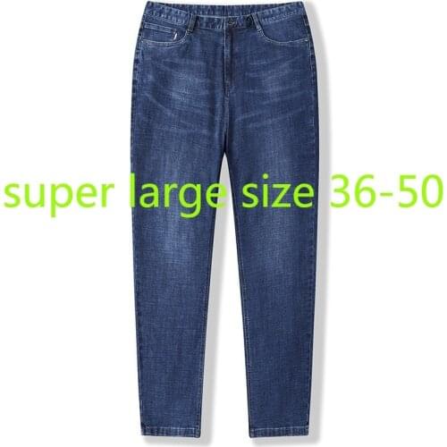 New Arrival Fashion Super Large Men Fashion Casual Jeans Straight Pants Full Length Plus Size 36 38 40 41 42 43 44 46 48 50