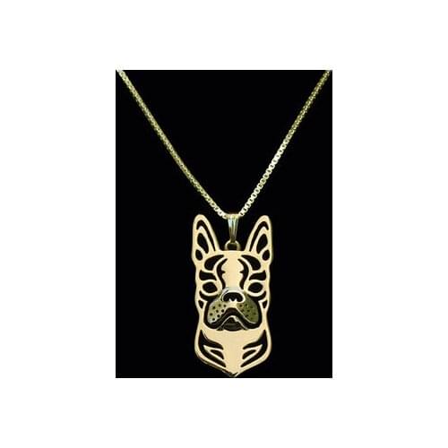 Wholesale Boho Chic Alloy Boston Terrier necklace fashion cartoon dog pendant golden two colors plated 12pcs/lot
