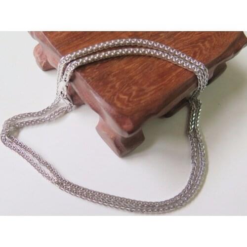 New Fine Pure AU750 White Gold 1.8mm W Wheat Chain Necklace