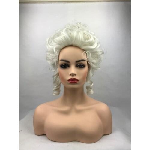 Hihg Quality Marie Antoinette Princess Medium Curly Cosplay Wig Heat Resistant Synthetic Hair Cosplay Wigs + Wig Cap