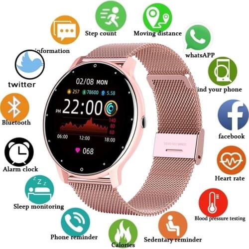 LIGE 2021 Smart watch Ladies Full touch Screen Sports Fitness watch IP67 waterproof Bluetooth For Android iOS Smart watch Female